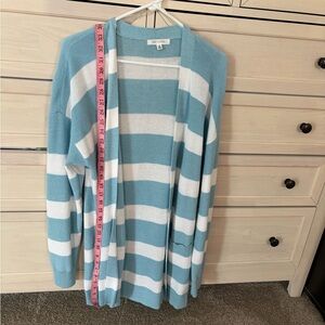 Chic Striped Blue and White Cardigan